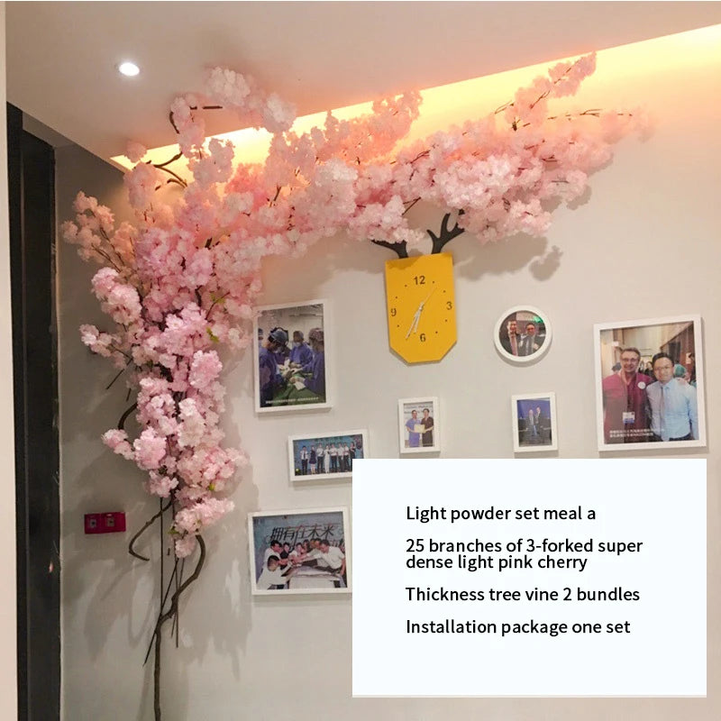 arbre artificiel cerisier rose blanc fleurs feuilles décoration mariage fête intérieur grande taille