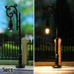 lampadaires miniatures vintage ornementés led noir abat jour transparent pièces