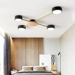 plafonnier moderne gris doré bois éclairage led nordique minimaliste chambre salon