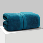 serviette bain coton rapide bleu marine rayures moderne grande taille lavable