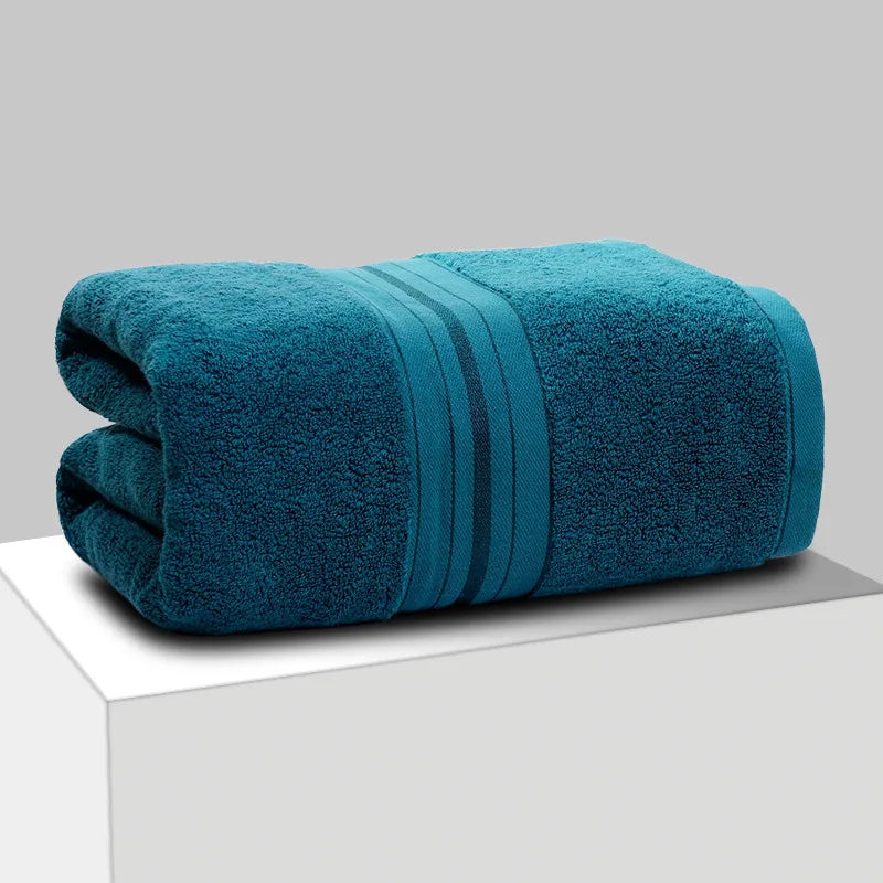 serviette bain coton rapide bleu marine rayures moderne grande taille lavable