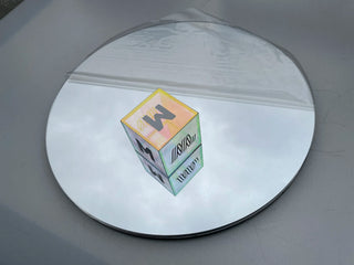 miroir rond acrylique argenté moderne 111cm gris designintérieur sécurité léger