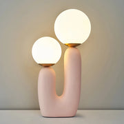 lampe table rose moderne deux globes cactus pot céramique chambre
