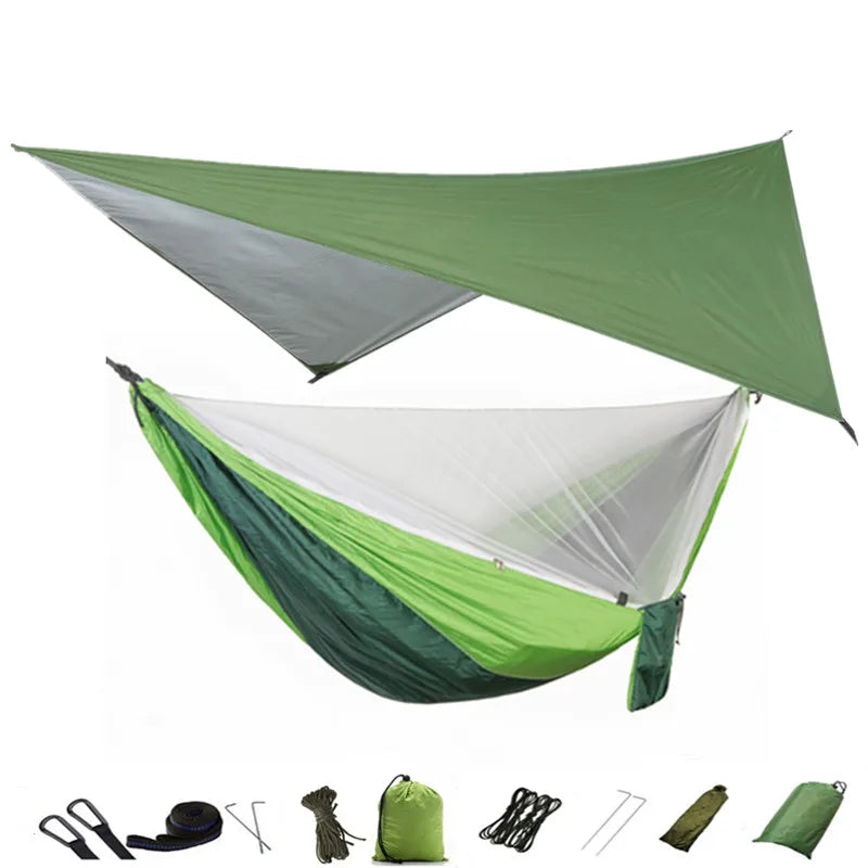 hamac camping moustiquaire auvent portable randonnée voyage survie extérieur vert