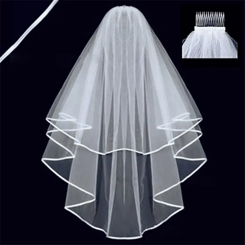 voile mariée deux couches blanche classique élégante tulle épaules clips transparent légèrement opaque finement