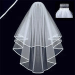voile mariée deux couches blanche classique élégante tulle épaules clips transparent légèrement opaque finement