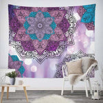 Tapisserie mandala vert fluo pour chambre