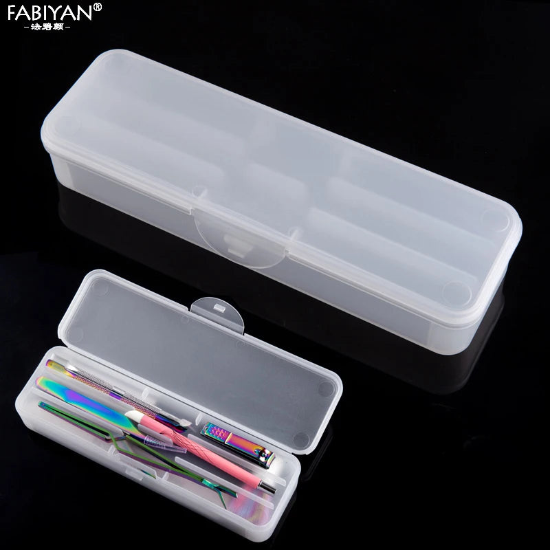 boîte rangement transparente nail art pinceaux outils manucure coupe ongles lime moderne minimaliste