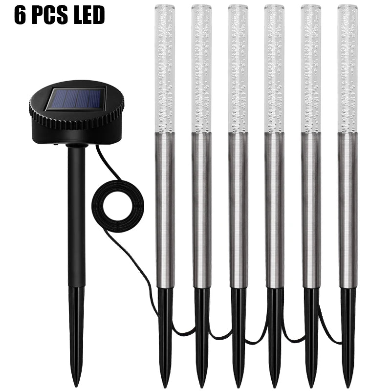 lampe solaire extérieure led moderne transparente points brillants noir blanc autonomes