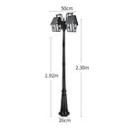Lampadaire extérieur or noir deux lanternes classique décoration florale métal apparent IP65 LED adaptableextérieur