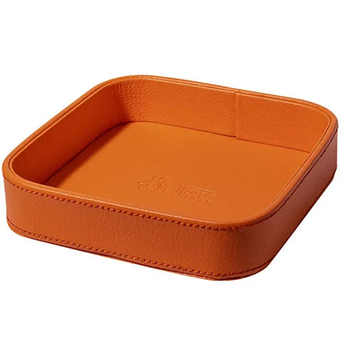plateau rangement cuir orange grained moderne articles divers respectueux environnement 20cm 20cm 4.5cm