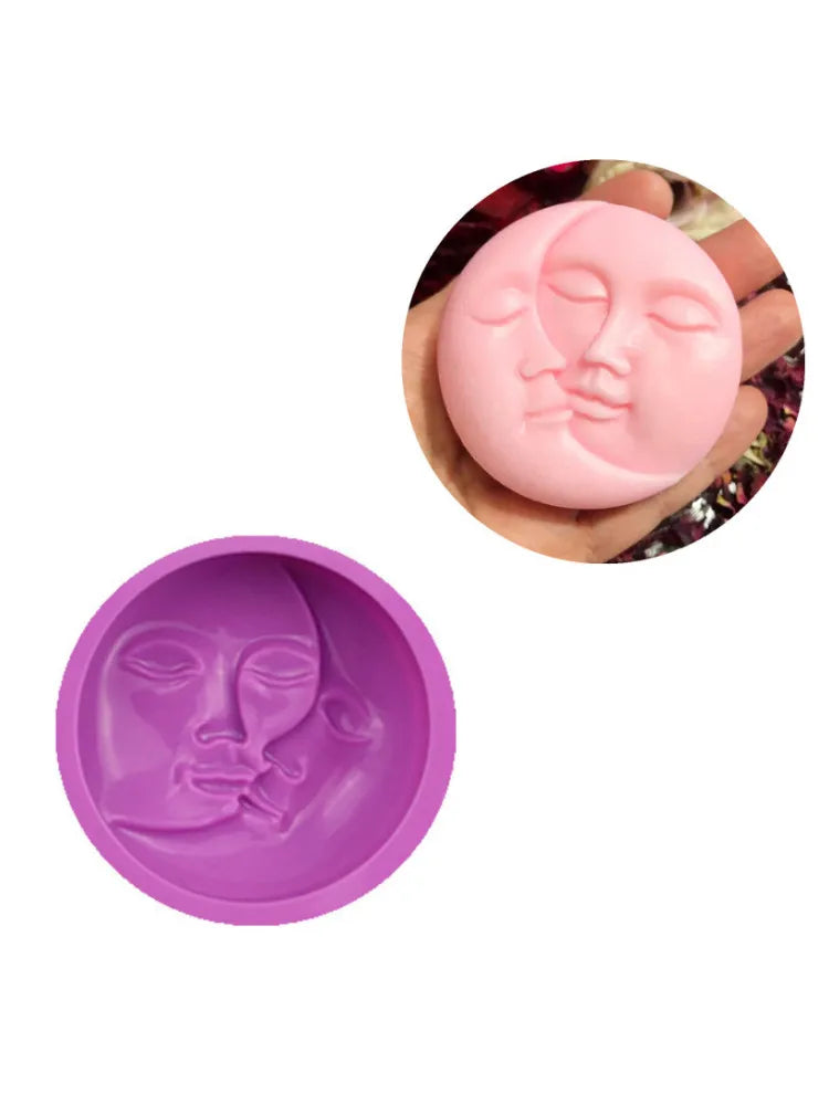 moule silicone bougie visage sculpté blanc rose violet artisanal moderne