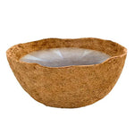 cache pot fibre noix coco marron texture naturelle moderne écologique chaînes métalliques balcon jardin