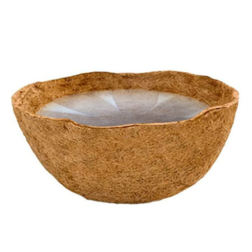cache pot fibre noix coco marron texture naturelle moderne écologique chaînes métalliques balcon jardin