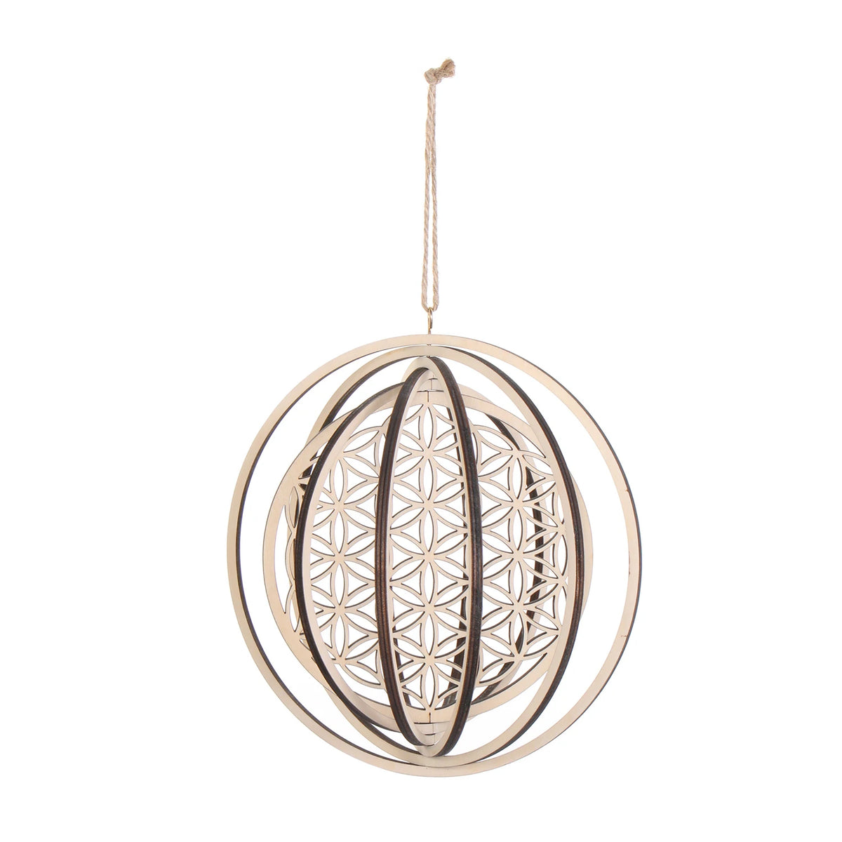 décoration murale bois découpé laser fleur vie géométrique bohème spirituelle suspension 22cm mandala complexe