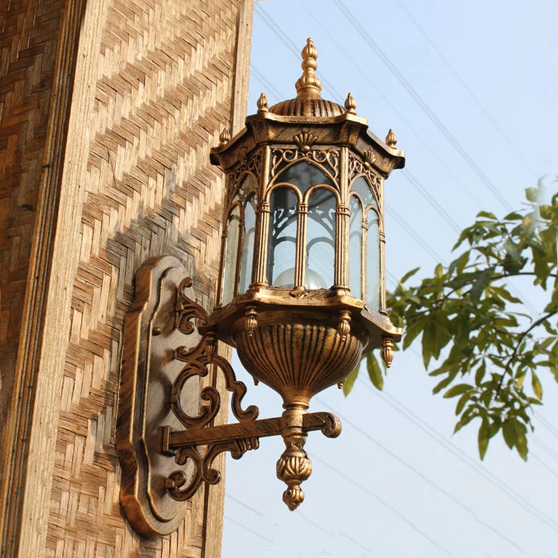 lampe murale gothique or noir vitraux transparents ornements sculptés cuisine chambre coucher entrée étude