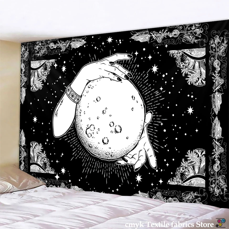 Tapisserie murale tarot astrologie rouge
