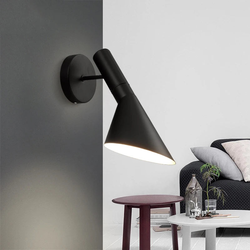 applique murale moderne minimaliste noir blanc fixée mur interrupteur bouton led chambre cuisine étude
