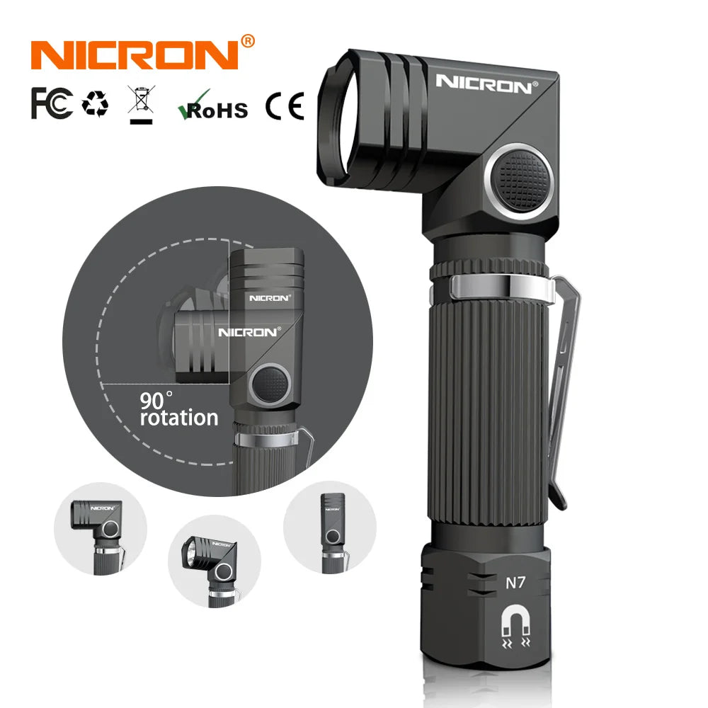 torche lampe poche led rechargeable 600 lumens aimant noir rayures moderne