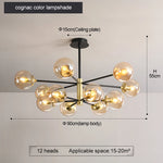 suspension lumineuse moderne boules sphériques translucides noir doré led echangement facile