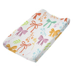 housse matelas langer coton feuilles tropicales moderne vert rose bleu blanc