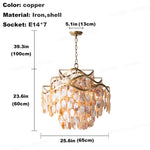 chandelier cuivre coquillages cristaux suspension moderne bohème lumières lumières lumières