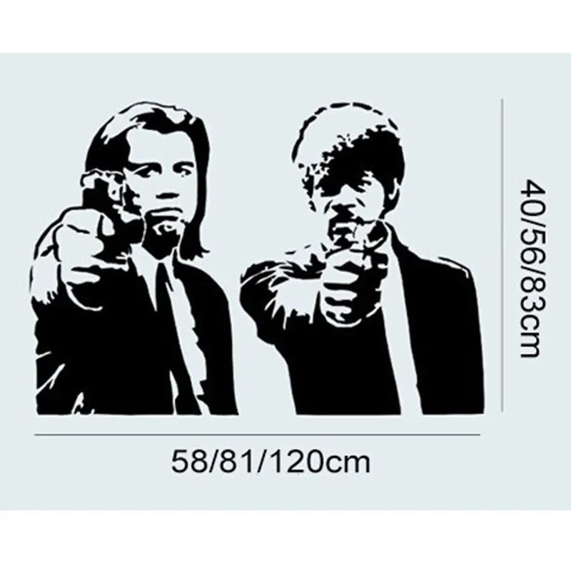 sticker mural noir personnages armes artiste deco intérieure silhouettes opacité classique chambre salon