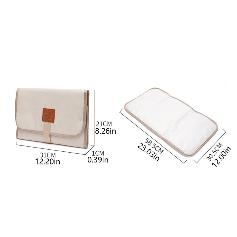 Sac couches pliable moderne pratique toile coton beige clair ceinture cuir bébé portable imperméable
