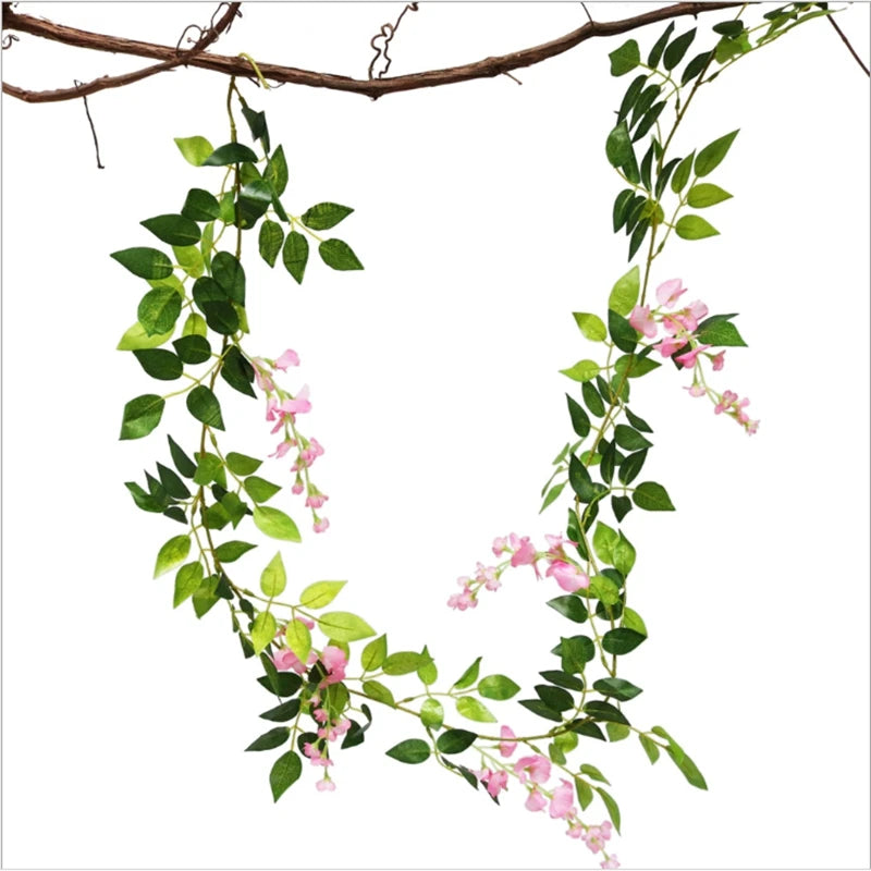 guirlande végétale hortensia vert blanc rose décoration mariage anniversaire intérieur naturelle artificielle