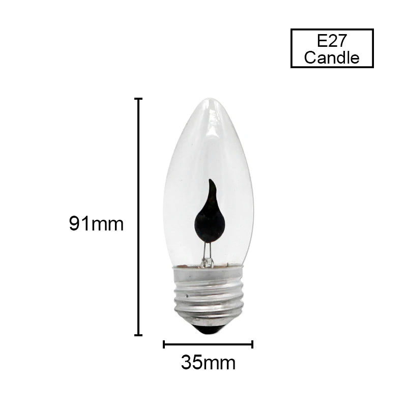 lampe led flamme noire transparente moderne e27 e14 3w 250 lumens 30000h