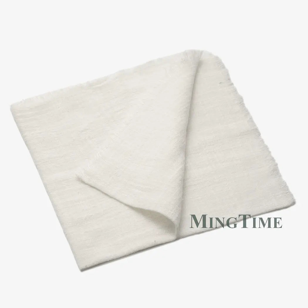 serviette table moderne gris rose pâle franges bord texture rugueuse opacité rustique