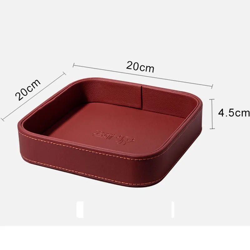 plateau rangement cuir orange grained moderne articles divers respectueux environnement 20cm 20cm 4.5cm