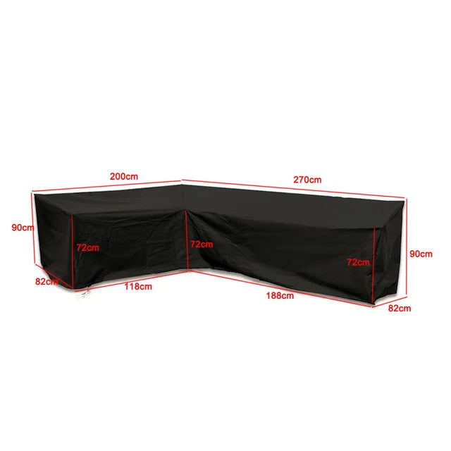 housse canapé extérieur polyester noir moderne élastiques 286x222x82cm
