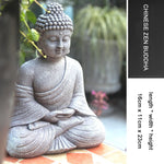 statue bouddha résine gris clair vintage zen jardin intérieur décorationextérieur texturé asie