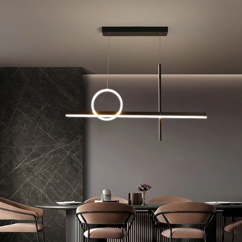 suspension lumineuse moderne or noir lignes géométriques led minimaliste