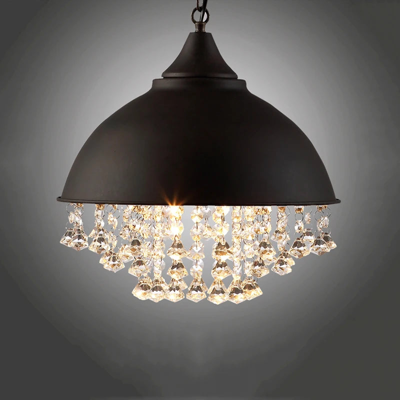 Suspension lumineuse moderne vintage noir transparentes pendantes chaîne étude salon
