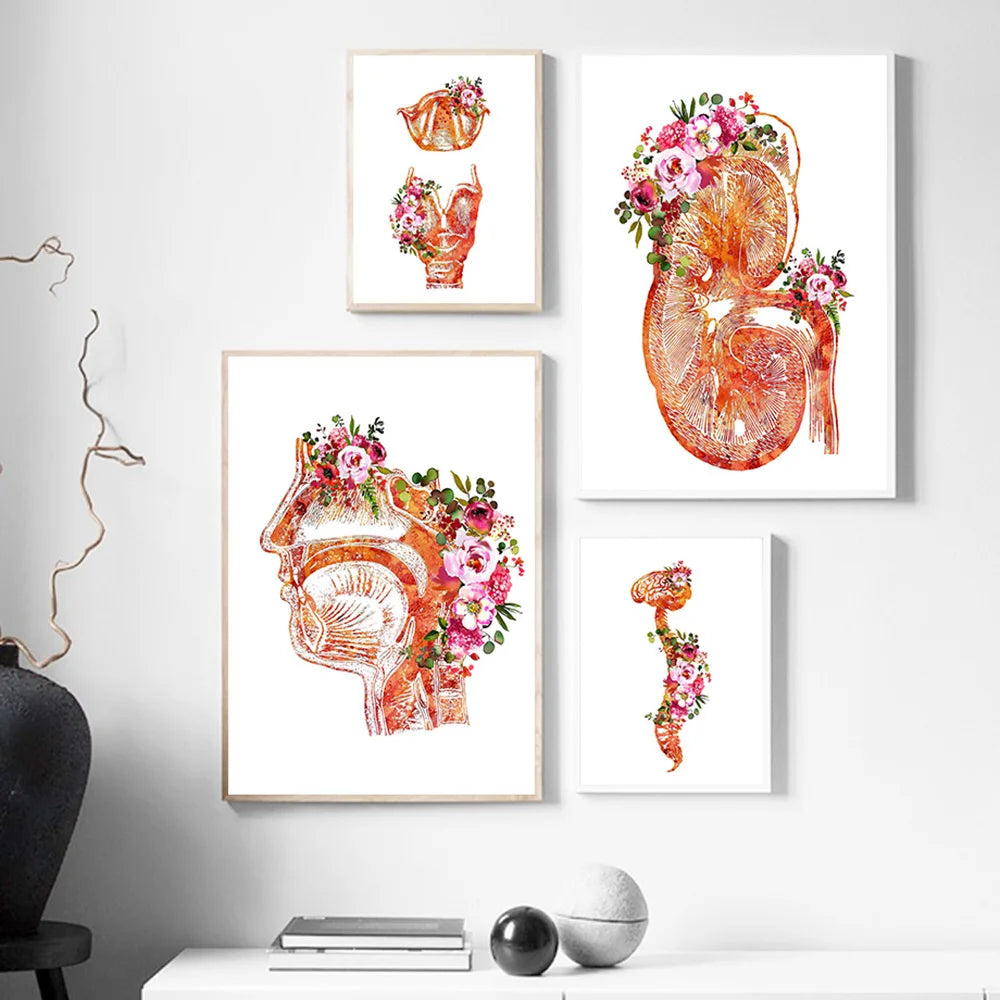 Une collection de motifs floraux et de formes abstraites colorées sur un thème citrique.