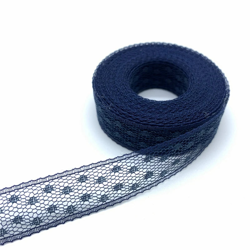 ruban dentelle brodée polyester organza largeur 15mm yards couleurs multiples motifs carrés légèrement transparent