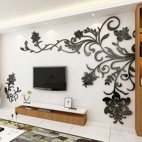 Sticker mural amovible sur un mur blanc dans un salon