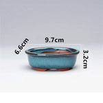 pots bonsaï chinois céramique porcelaine bleu brun texture grès effet craquelé classique artisanal
