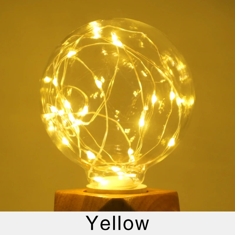 ampoule led décorative multicolore fil cuivre entrelacé opacité verre e27