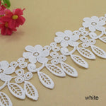 ruban dentelle polyester blanc fleurs feuilles 8.5cm largeur classique élégant couture bricolage accessoires decoration