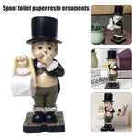 ornement figurine humour rouleau papier toilette chapeau haut forme noir beige vintage franges