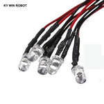 diodes led transparentes opalescentes 5mm ronde lisse 12v 24v fil rouge noir 10 pièces