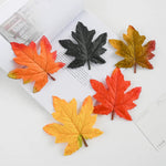 feuilles erable artificielles soie couleur automne orange rouge jaune decoration exterieur naturelle detaillee festive