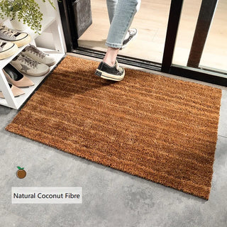 paillasson fibreux marron rustique naturel entrée intérieure extérieure antidérapant texture rugueuse moderne