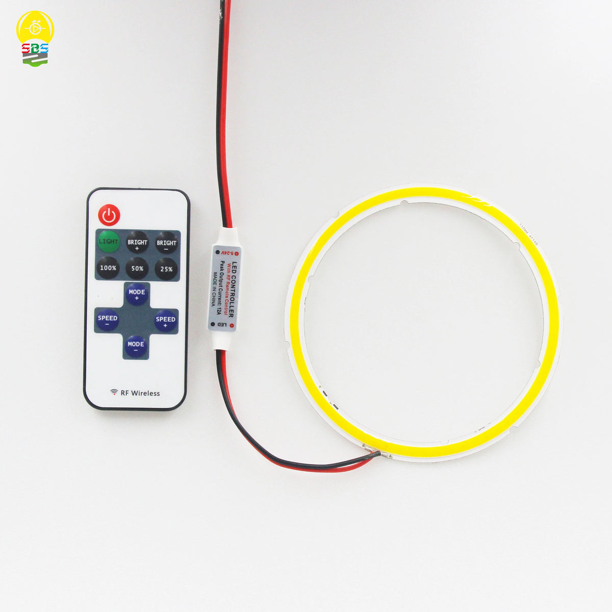 Anneau lumineux LED jaune moderne télécommande RF 12V blanc chaud froid 2000 lumens