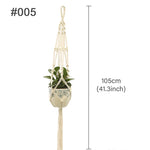 plante suspendue macramé décoratives boho artisanale pot fleur blanc anneaux métalliques decoration murale cour