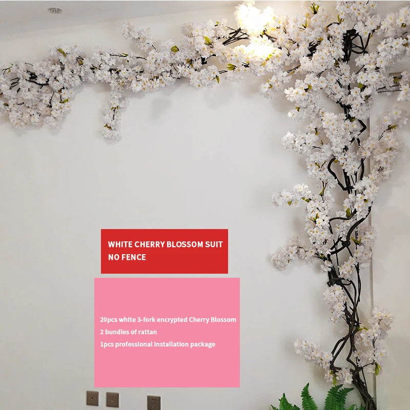arbre artificiel cerisier rose blanc fleurs feuilles décoration mariage fête intérieur grande taille