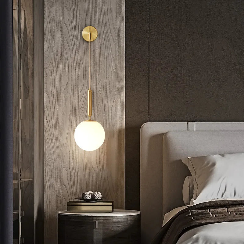 lampe murale moderne or blanc sphérique fixée éclairage chambre cuisine matériau fer led